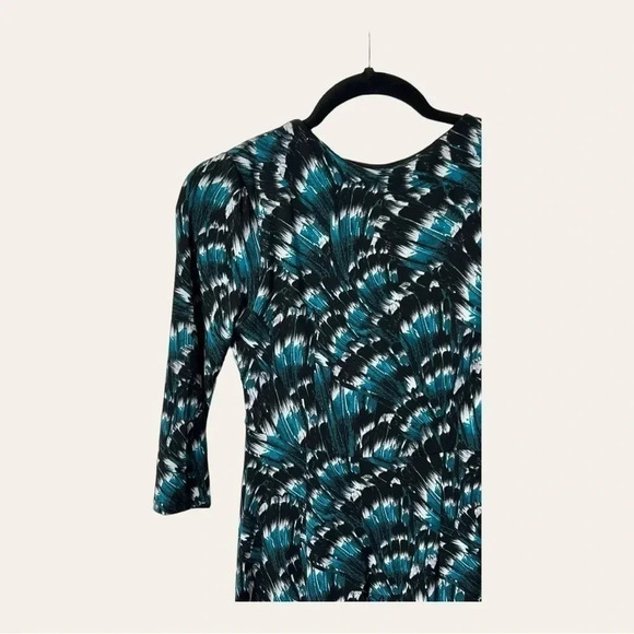 Women’s WHITE HOUSE BLACK MARKET MINI DRESS XXS TEAL WHITE BLACK 3/4 SLEEVE - Picture 7 of 9